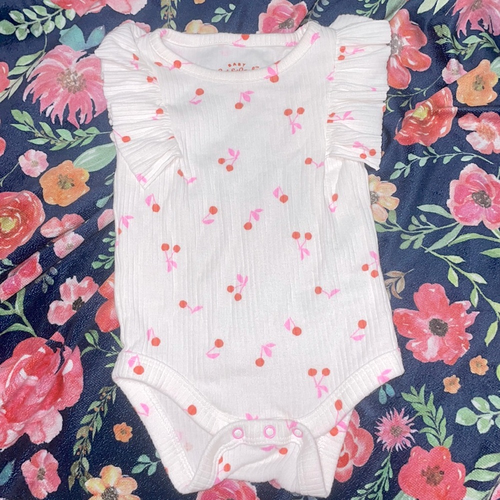 Cat & Jack white shoulder fringe onesie